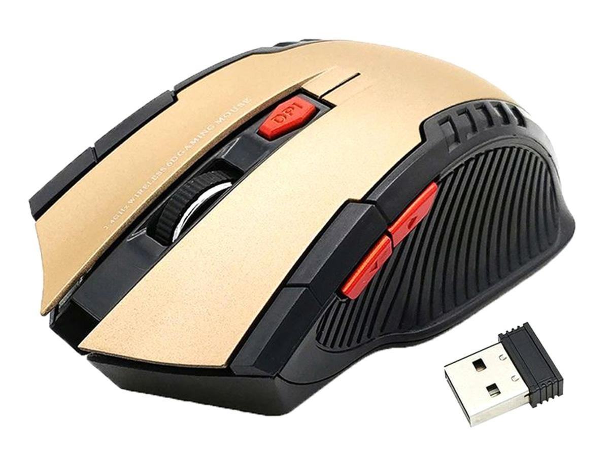 Mouse optic wireless, rezolutie 800/1600 DPI, intrare USB, ergonomic, functie standby, 11,5 x 7,5 x 3,5cm, auriu/negru - imagine 6